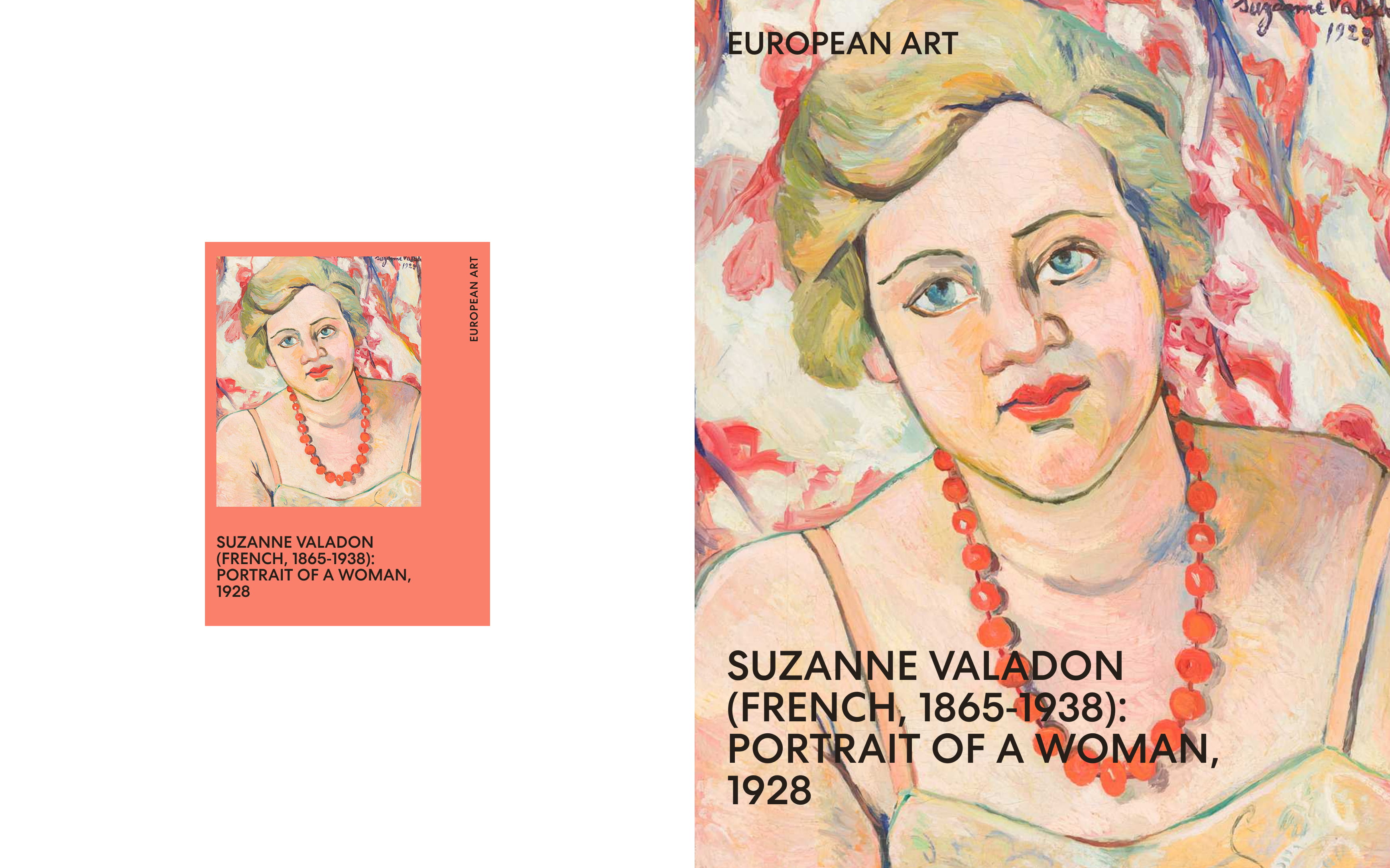Collection detail concept featuring Suzanne Valadon’s Portrait of a Woman, demonstrating how artwork, artist information, and collection content could be presented in a more engaging and accessible format.